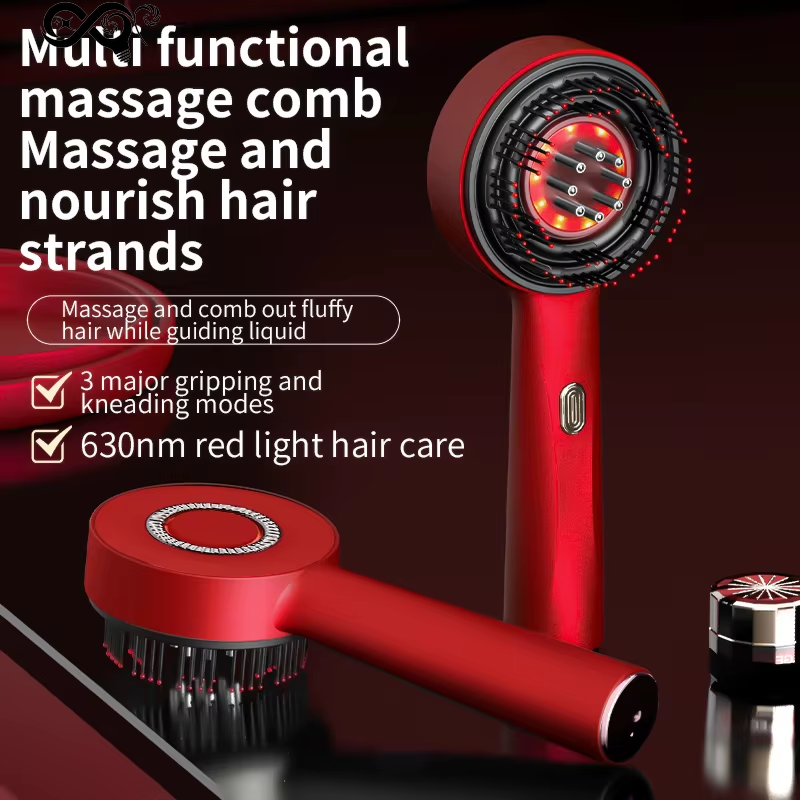 Electric Massage Comb with Vibration Red Light Therapy Scalp Brush Hair Growth Anti-Hair Loss Liquid Oil Applicator Hair Care